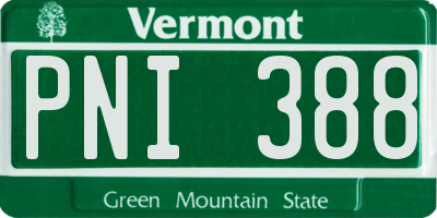VT license plate PNI388