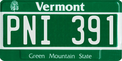 VT license plate PNI391