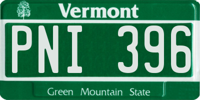 VT license plate PNI396