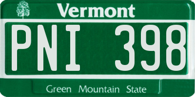VT license plate PNI398