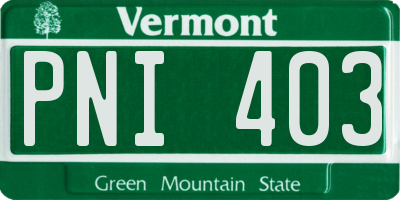 VT license plate PNI403