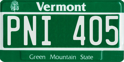 VT license plate PNI405