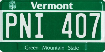 VT license plate PNI407