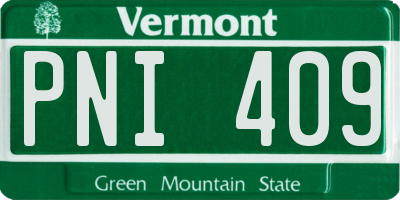 VT license plate PNI409