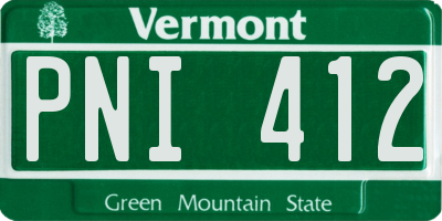 VT license plate PNI412