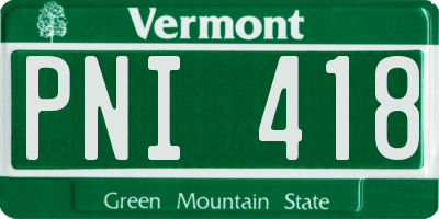 VT license plate PNI418
