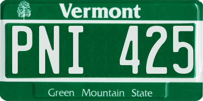 VT license plate PNI425