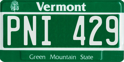 VT license plate PNI429