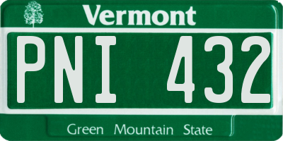 VT license plate PNI432
