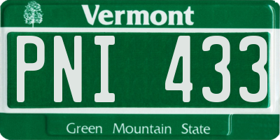VT license plate PNI433