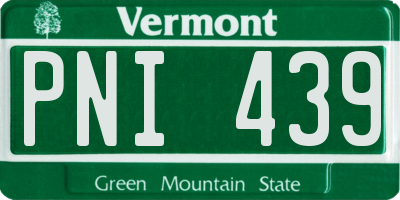 VT license plate PNI439