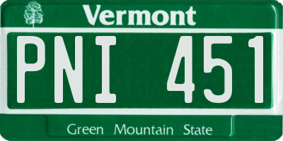 VT license plate PNI451