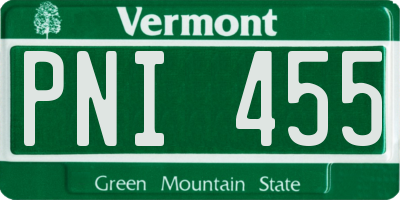 VT license plate PNI455