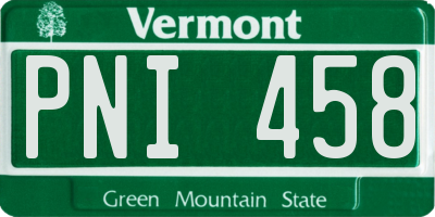 VT license plate PNI458