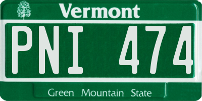 VT license plate PNI474