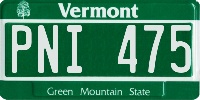 VT license plate PNI475