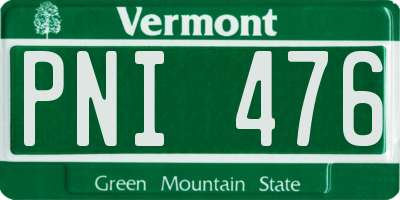 VT license plate PNI476