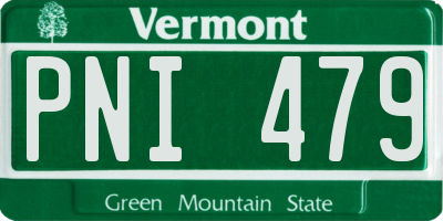 VT license plate PNI479