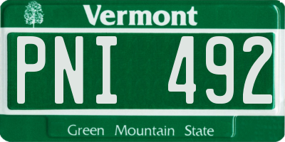 VT license plate PNI492