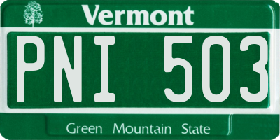VT license plate PNI503