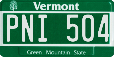 VT license plate PNI504