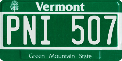 VT license plate PNI507
