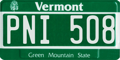 VT license plate PNI508