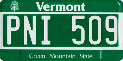 VT license plate PNI509
