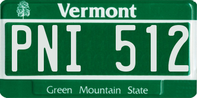 VT license plate PNI512