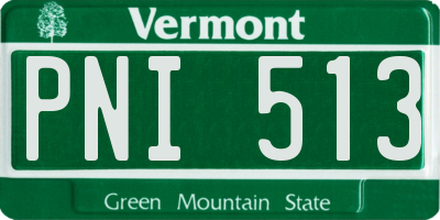 VT license plate PNI513
