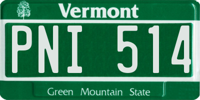 VT license plate PNI514