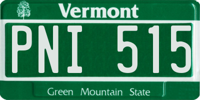 VT license plate PNI515