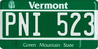 VT license plate PNI523