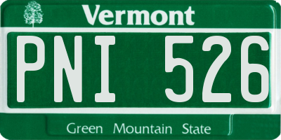 VT license plate PNI526