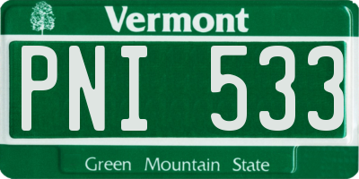 VT license plate PNI533