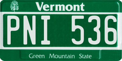 VT license plate PNI536
