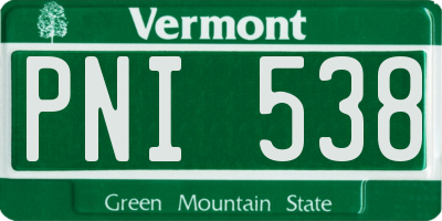 VT license plate PNI538