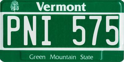 VT license plate PNI575