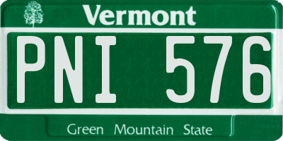 VT license plate PNI576