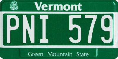VT license plate PNI579