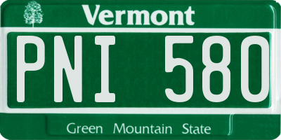 VT license plate PNI580