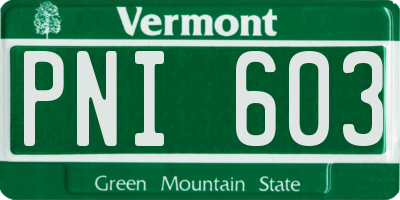 VT license plate PNI603