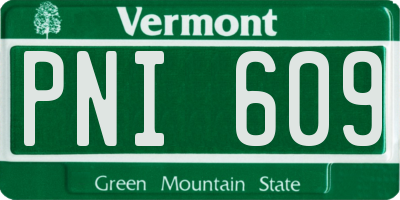 VT license plate PNI609
