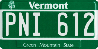 VT license plate PNI612