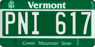 VT license plate PNI617