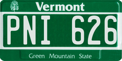 VT license plate PNI626