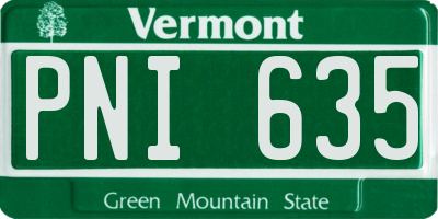 VT license plate PNI635