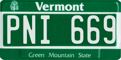 VT license plate PNI669
