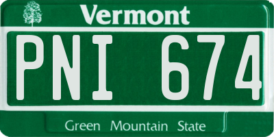 VT license plate PNI674
