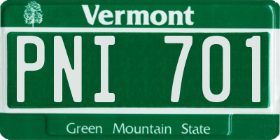 VT license plate PNI701